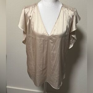 White House Black Market Cream Satin Blouse